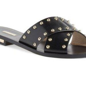 Louise et Cie Black Sandals with Gold Accents
